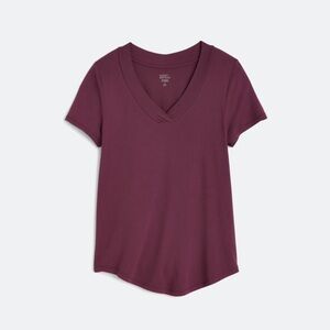 Market & Spruce Short Sleeve V-Neck Top - Plum